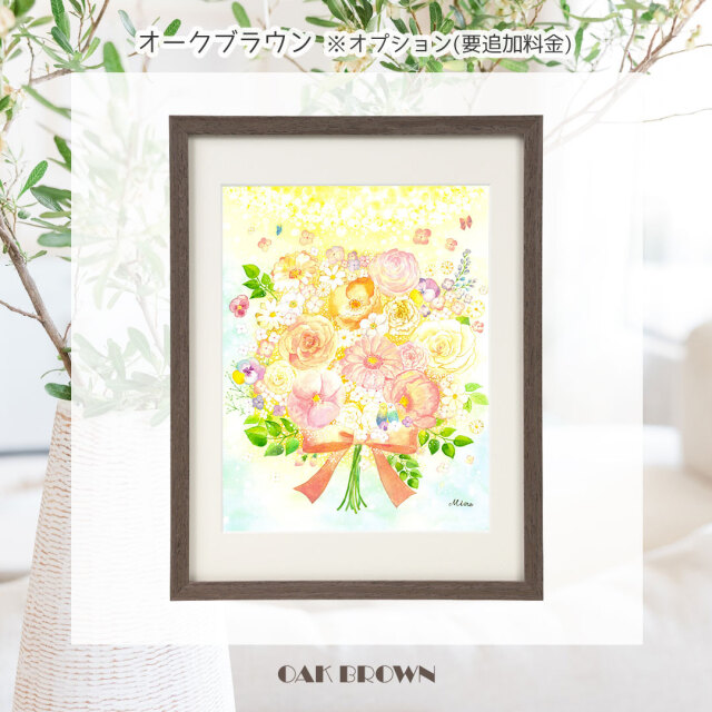 絵画 花束 「光 ～ hikari ～」 水彩画 バラ 癒し 幸せ 玄関 風水