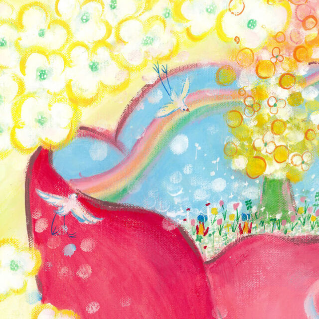 絵画 「咲いた」 (One's childhood) 《チューリップの花の絵画》