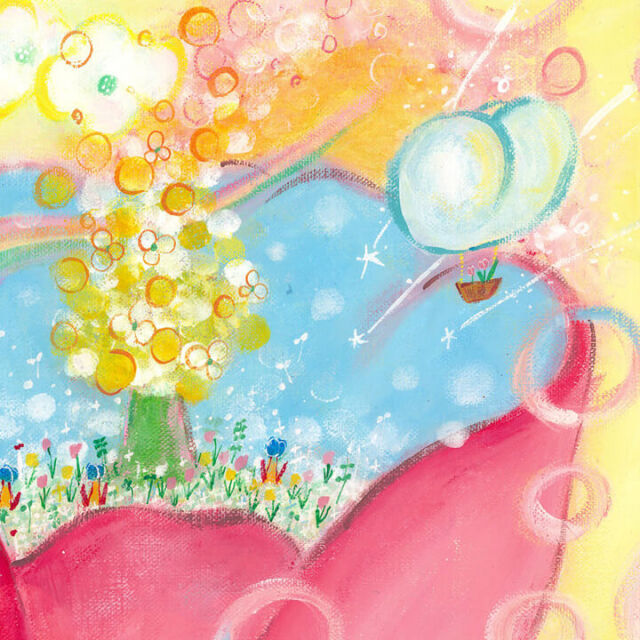 絵画 「咲いた」 (One's childhood) 《チューリップの花の絵画》
