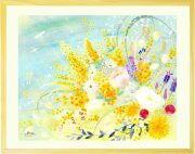 garden＊4号サイズ　絵画　原画　風景画　春　ラベンダー　ミモザ　菜の花 garden＊4号サイズ 絵画 原画 風景画 春 ラベンダー 菜の花