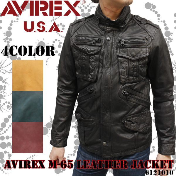 【 AVIREX ジャケット 】AVIREX メンズ・M-65 レザージャケット6121010《送料無料》