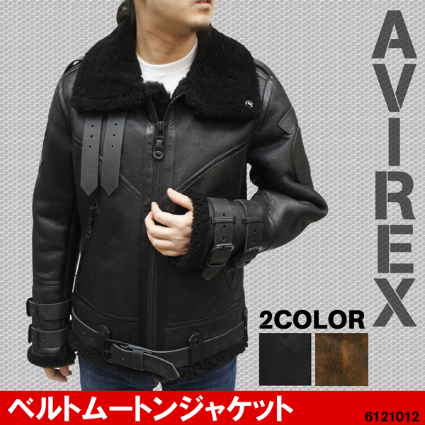 【　AVIREX レザー　】アビレックス ベルト ムートンジャケット 6121012《送料無料》