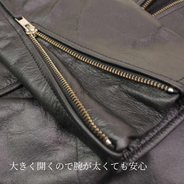 Mo-Laws 水牛革 シングルライダースジャケット メンズ ブラック S/M/L