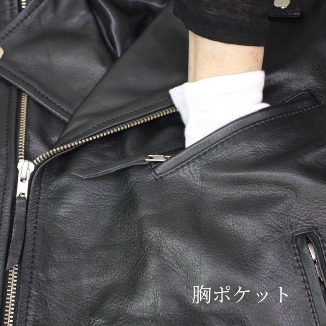 Mo-Laws 牛革 ダブルライダースジャケット USタイプ メンズ ブラック S