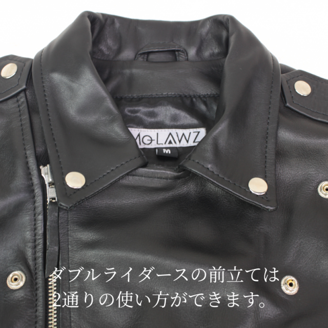 Mo-Laws 牛革 ダブルライダースジャケット USタイプ メンズ ブラック S