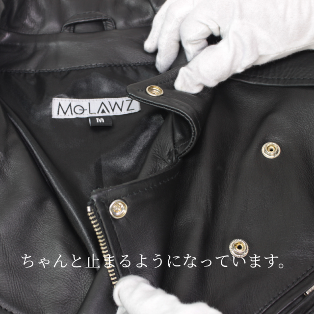 Mo-Laws 牛革 ダブルライダースジャケット USタイプ メンズ ブラック S