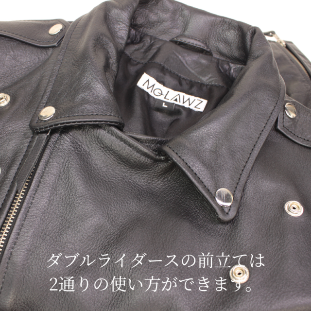 Mo-Laws 水牛革 ダブルライダースジャケット USタイプ メンズ ブラック