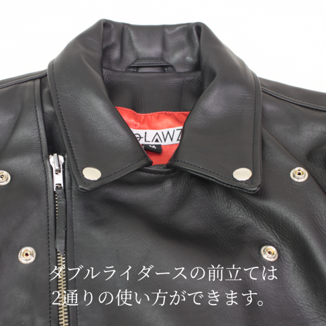 Mo-Laws 牛革 ダブルライダースジャケット UKタイプ メンズ ブラック S