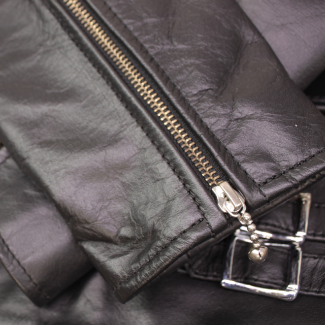 Mo-Laws 水牛革 ダブルライダースジャケット UKタイプ メンズ ブラック