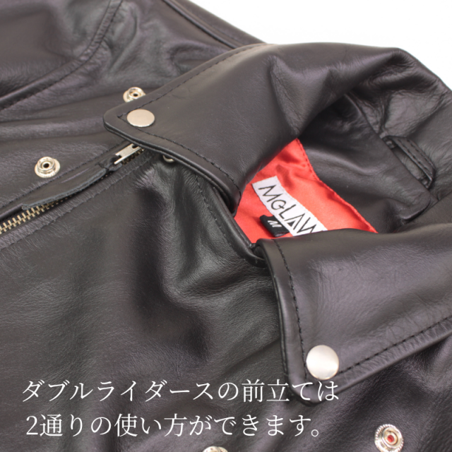 Mo-Laws 水牛革 ダブルライダースジャケット UKタイプ メンズ ブラック