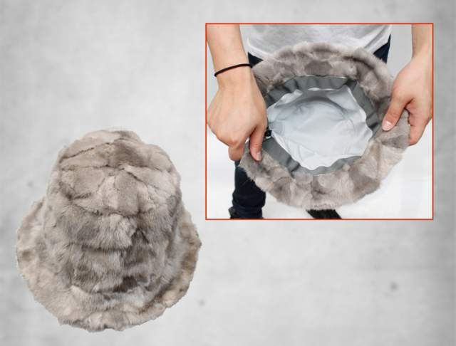 ミンク 毛皮帽子 ハット メンズ ブラウン/グレー フリーサイズ 0269M 