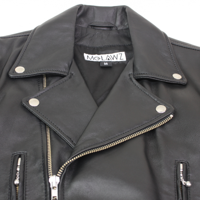 Mo-Laws ラム革 ダブルライダースジャケット UK メンズ ブラック