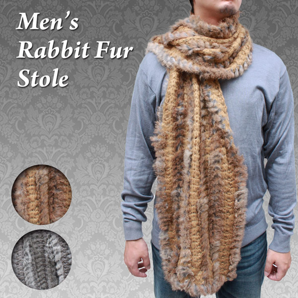 お買得 メンズマフラー 毛皮 ラビット ファーストール 14140