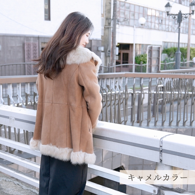 ムートンコート レディース トスカーナ Wフェイス ムートン トリミング  