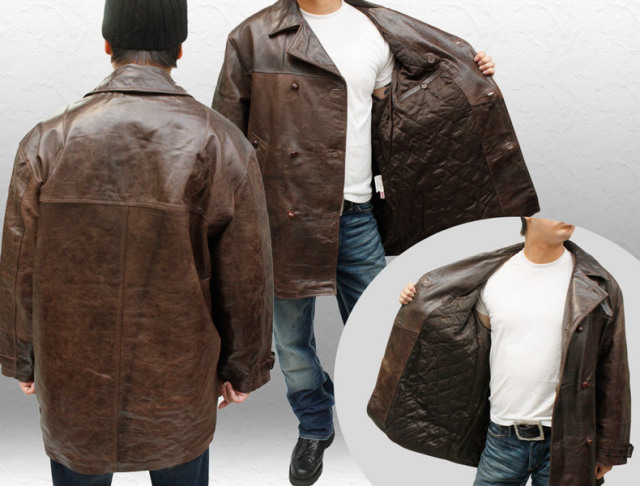 山羊革 アンティーク加工 ダブルコート メンズ 1724