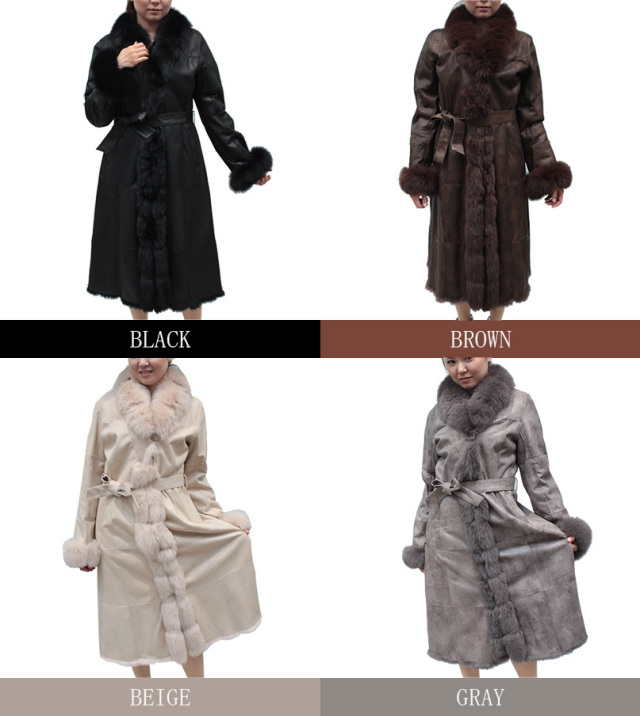 ラビット フォックス ダブルフェイス 毛皮コート レディース ブラック