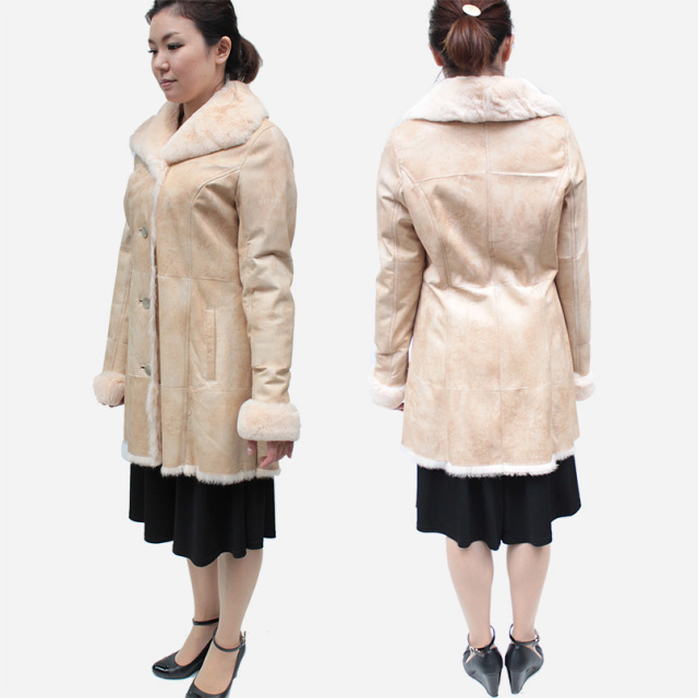 レッキス ダブルフェイス 毛皮コート レディース ベージュ/ブラウン