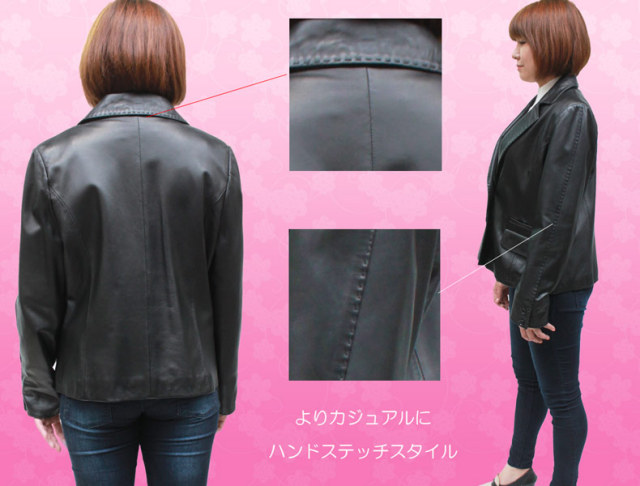 有名メーカー レザージャケットラム革 2つボタン ハンド