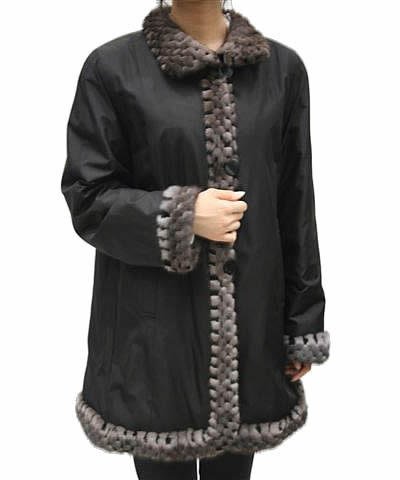 ファーコート・リバーシブル シルク＆ウィーゼルミンクリバーシブル