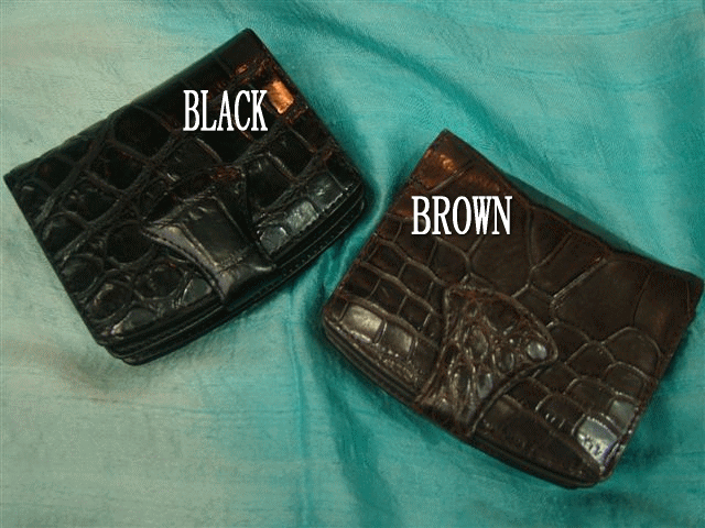 クロコダイル 二つ折り財布 レディース ブラウン 2504