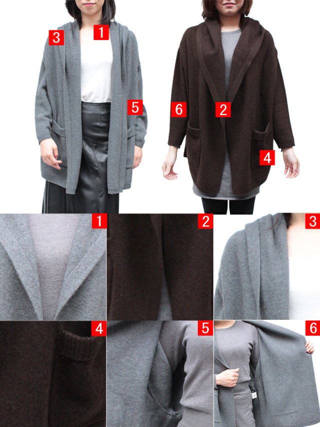 専用【Y's/レディースL】フード付き　カーディガン　変形　裾ギャザー　グレー 専用【Y's/レディースL】フード付き カーディガン 変形 裾ギャザー