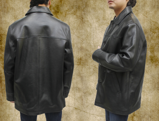 IRVINE PARK レザーハーフコート ブラック (メンズ L) 中古 古着 A1731  