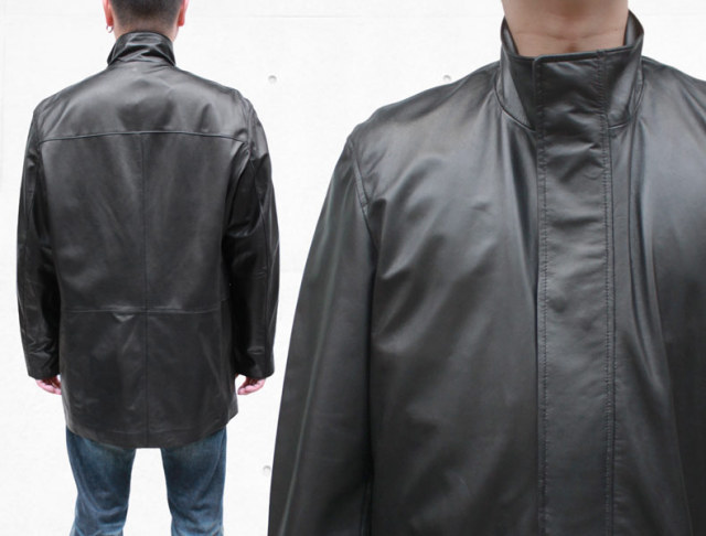 大きいサイズ レザーコート スタンドカラーラム革コート ハーフコート 3491