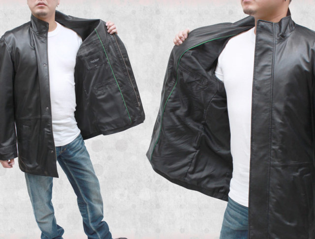 大きいサイズ レザーコート スタンドカラーラム革コート ハーフコート 3491