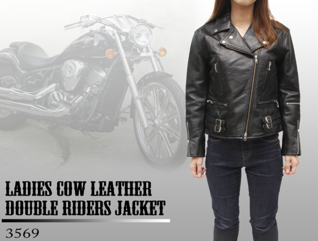 レディース 革ジャン バッファローUKダブルライダースレザージャケット