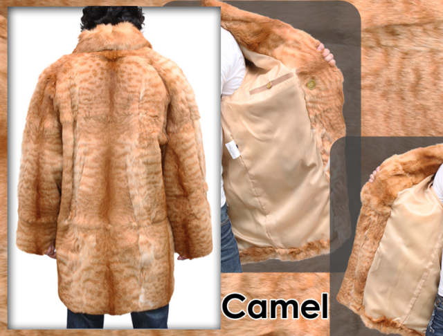 90cm丈 ファーコート・ジャケット キャット ダブルボタン 毛皮