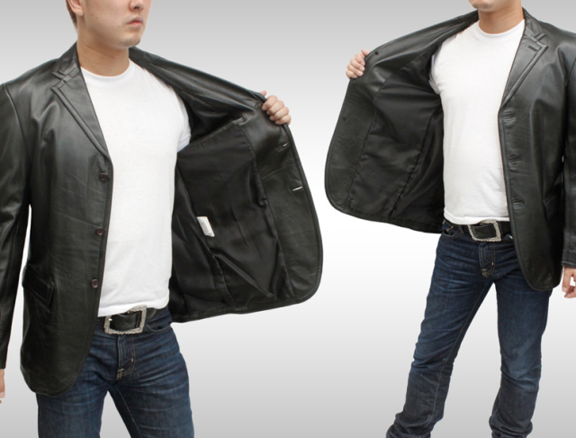 メンズ レザージャケット メンズ ラム革 3つボタン テーラード