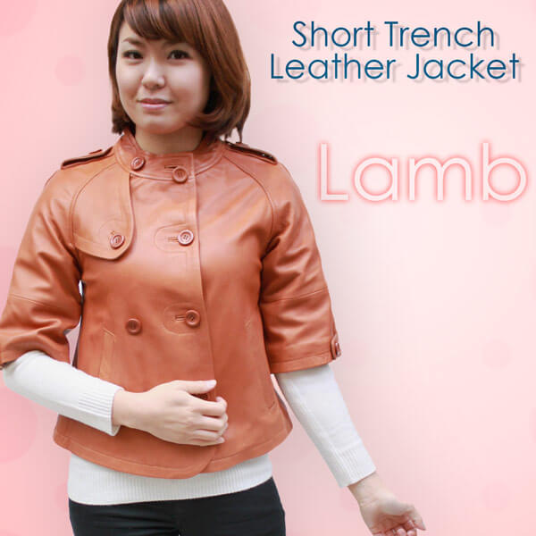 レザージャケット レディース ラム革（本革） ショートトレンチジャケット 4625