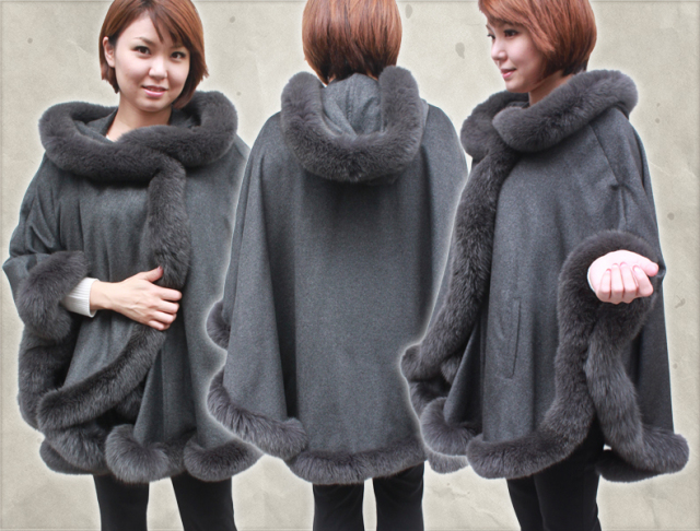 黒カシミヤケープコート フリーサイズ ウール＆カシミヤケープコート（ポンチョ）｜sankyo shokai