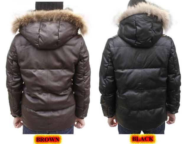 メンズ レザーダウンジャケット ラムレザージャケット 本革ダウン