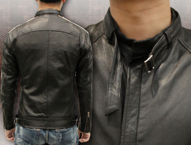 glamb シングルライダースジャケット　羊革　ブラック Calf Leather Riders Jacket / カーフレザーライダース