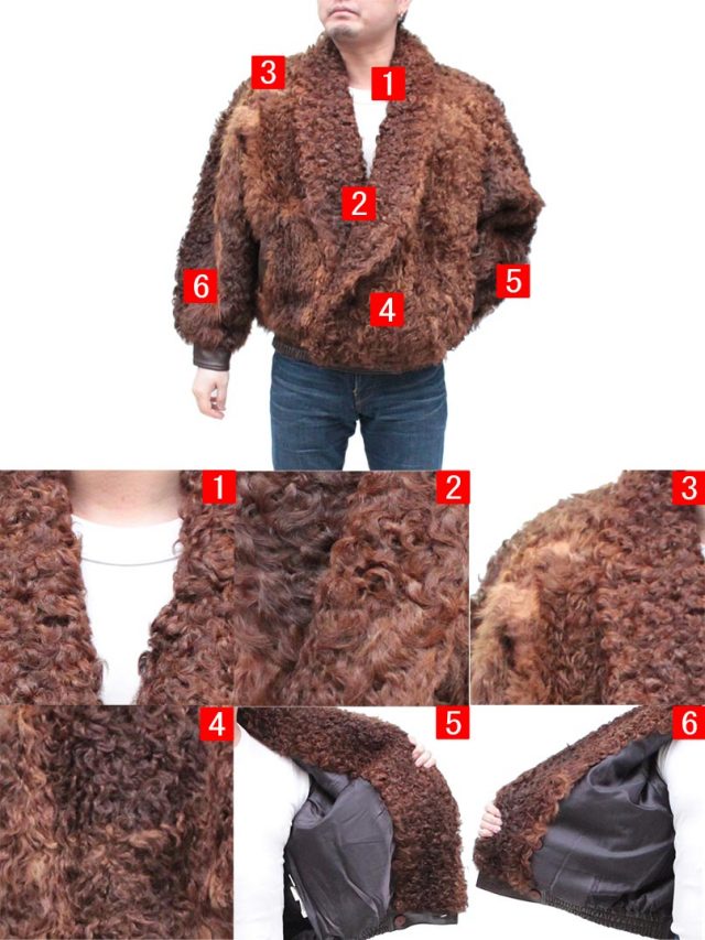 カラクール 毛皮ジャケット メンズ ブラウン フリーサイズ 553-8