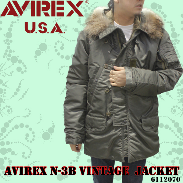 メンズ AVIREX アヴィレックス N-3B フードファー付き ヴィンテージジャケット 6112070