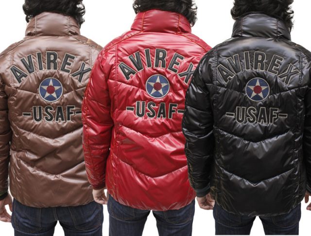 AVIREX フード付き 中綿入りジャンパー〈タグつき新品〉 AVIREX アビレックス パッディング ワッペン付き 中綿ジャケット 6112087