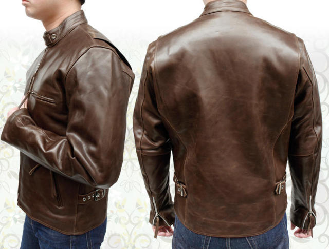 kjMONITALY シングルレザージャケット　ブラウン　レザージャケット 牛革 シングルライダースジャケット メンズ ブラウン XS/S/M/L