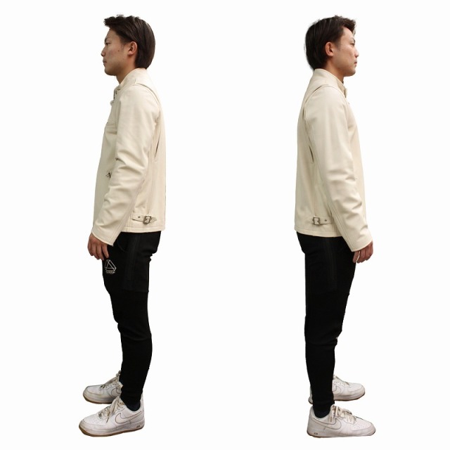 本革 シングルライダースジャケット メンズ ラムレザージャケット M/L