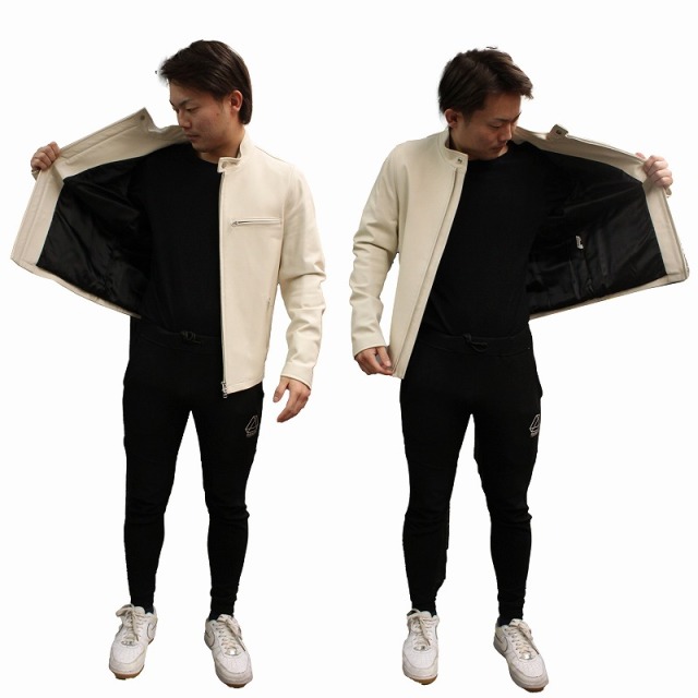 本革 シングルライダースジャケット メンズ ラムレザージャケット M/L