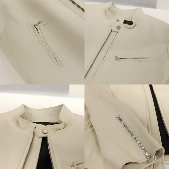 本革 シングルライダースジャケット メンズ ラムレザージャケット M/L