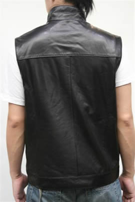 スタンドカラー ラムレザーベスト 6200