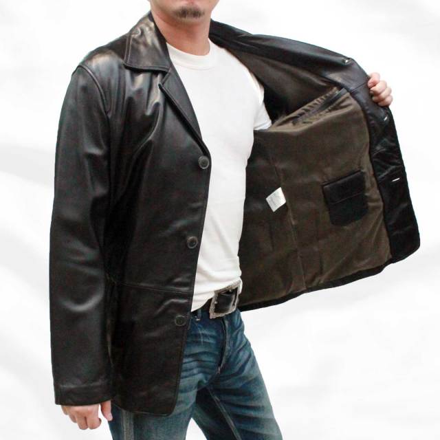 レザーコート メンズ ハーフコート 本革 テーラーカラー 6435