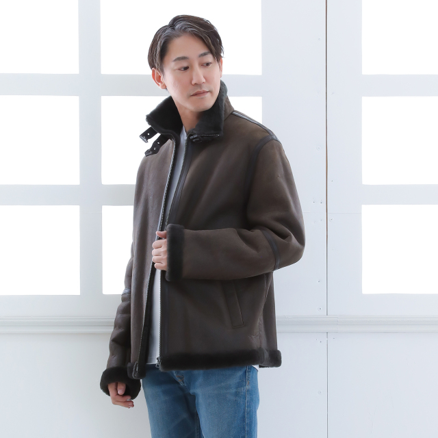 ムートンジャケット メンズ ムートンコート 本革 羊革 B-3 フライト
