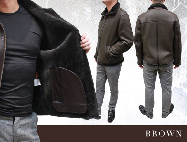 有名メーカー ムートン ジャケット メンズ B-3タイプ ムートン レザー