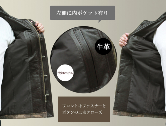 有名メーカー メンズ レザージャケット 迷彩柄 ミリタリー