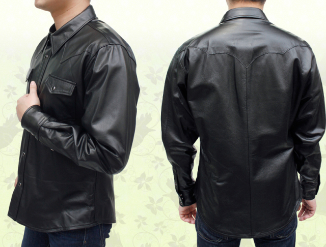 メンズレザージャケットシャツ メンズ レザーシャツ 6965