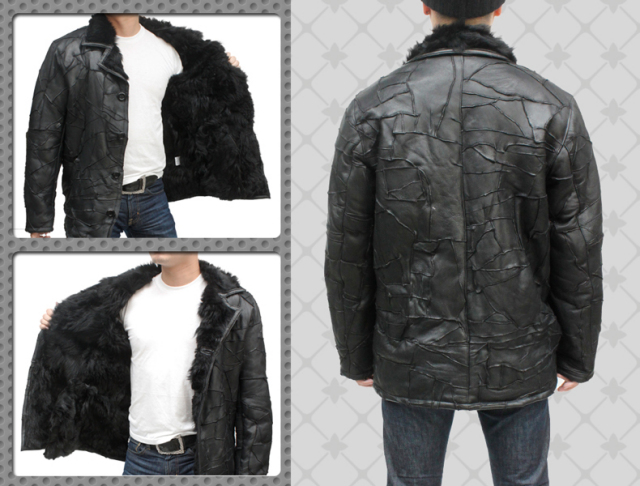 パッチワークムートンレザーコート