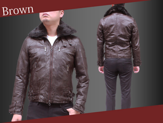 革ジャン ラムスタンドカラーレザージャケット（ファー付） 細身タイプ  